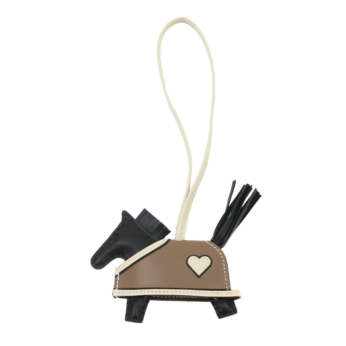 Rodeo Robeo Coeur PM Bag Charm Agneau Milo Rose Black Etoupe