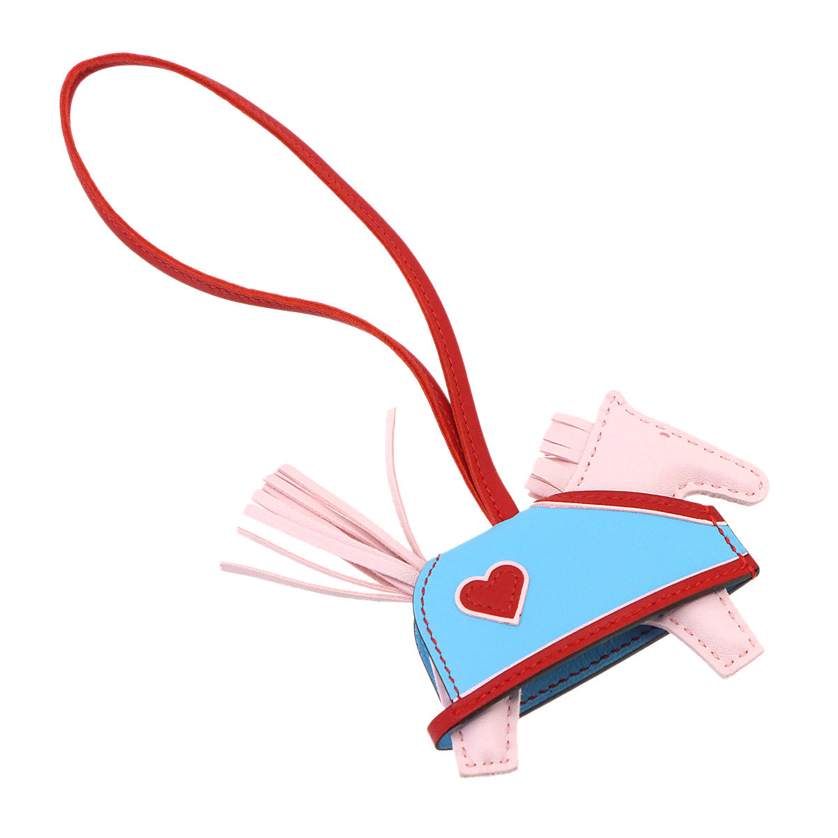 Rodeo Robeo Coeur PM Bag Charm Agneau Milo Rose Darling Celeste
