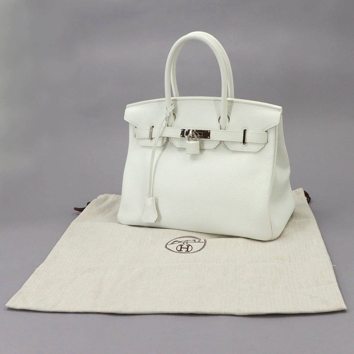 Birkin 30 Togo White Hand Bag Purse