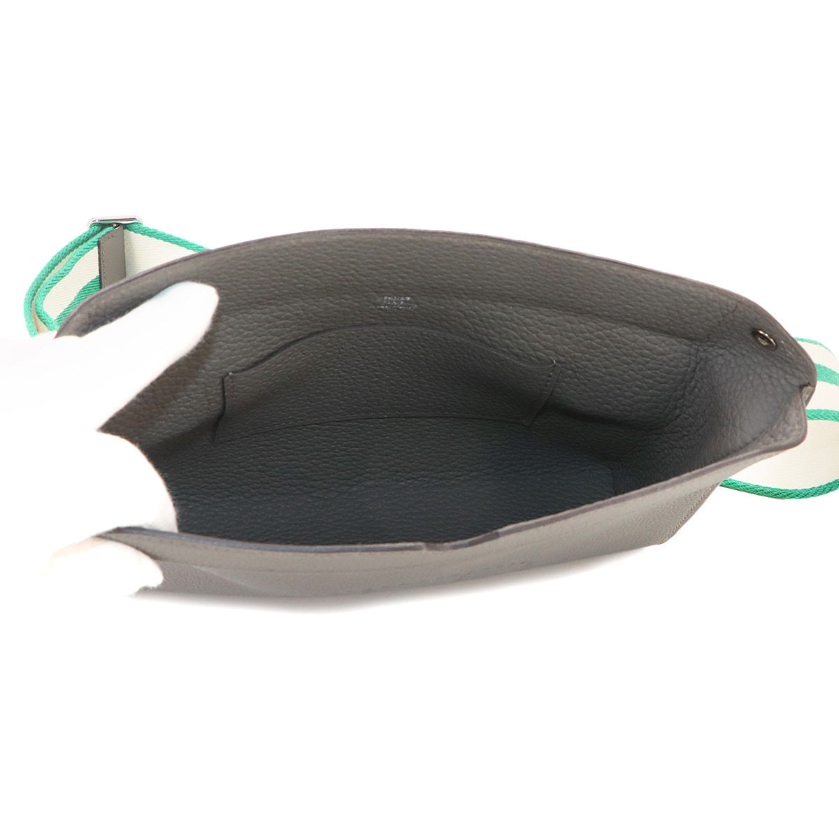Videpoches Shoulder Bag Veau Togo Leather Etain Vert Vertigo