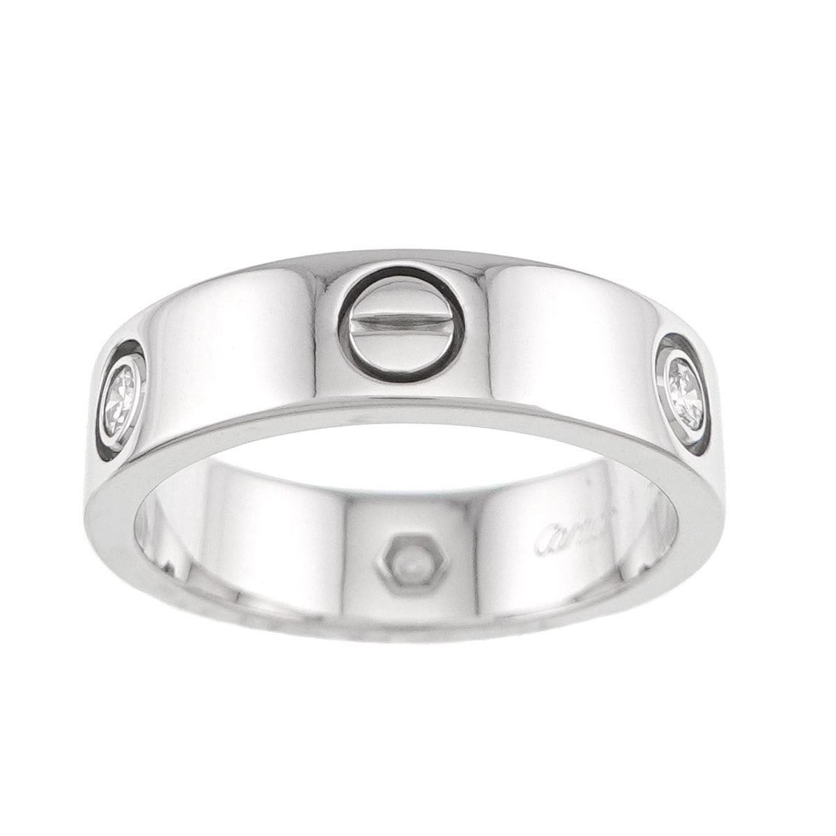 Love Ring Half Diamond 3P 18K White Gold 750 size58 7.75-8(US)