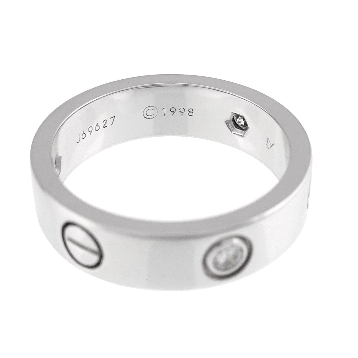 Love Ring Half Diamond 3P 18K White Gold 750 size58 7.75-8(US)
