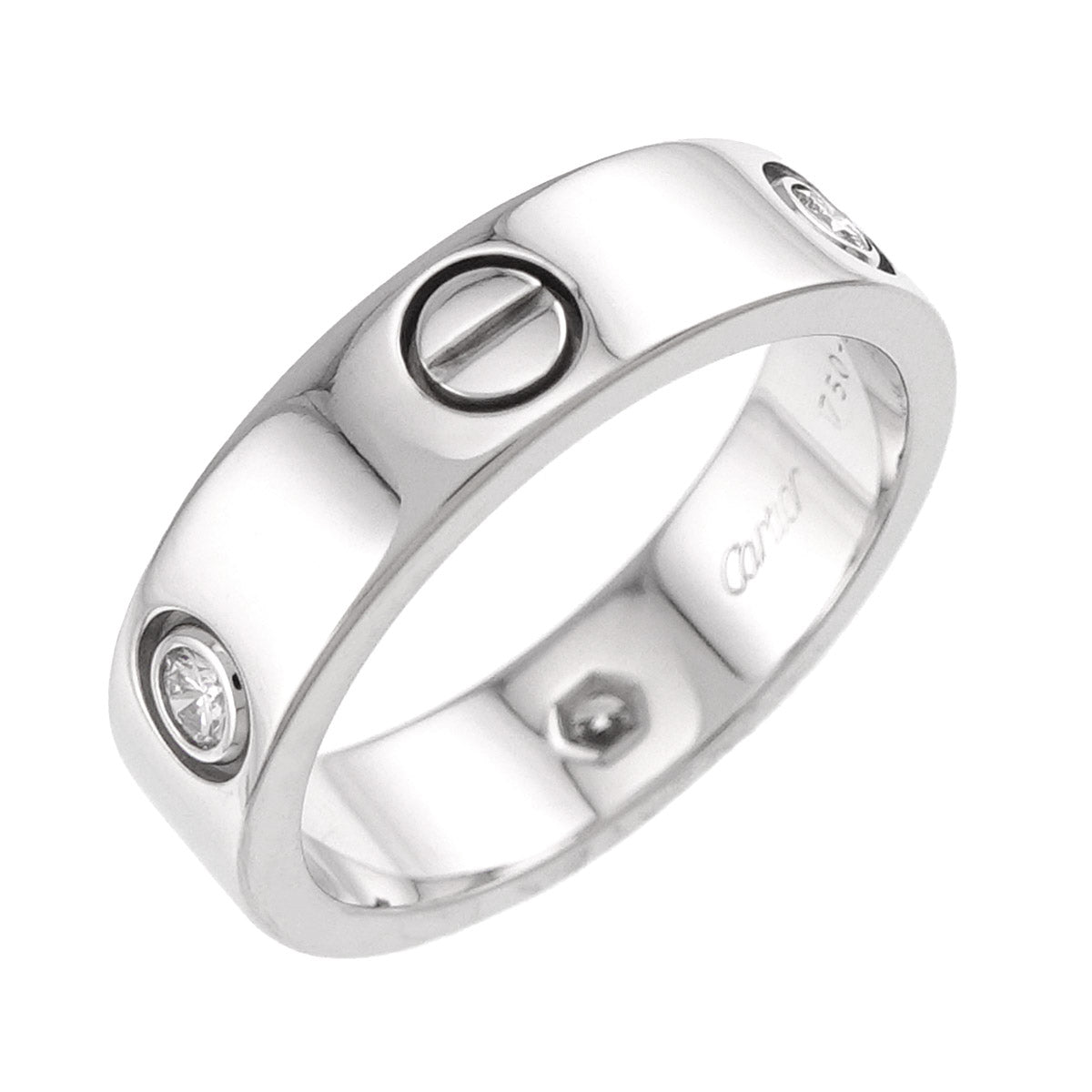 Love Ring Half Diamond 3P 18K White Gold 750 size58 7.75-8(US)