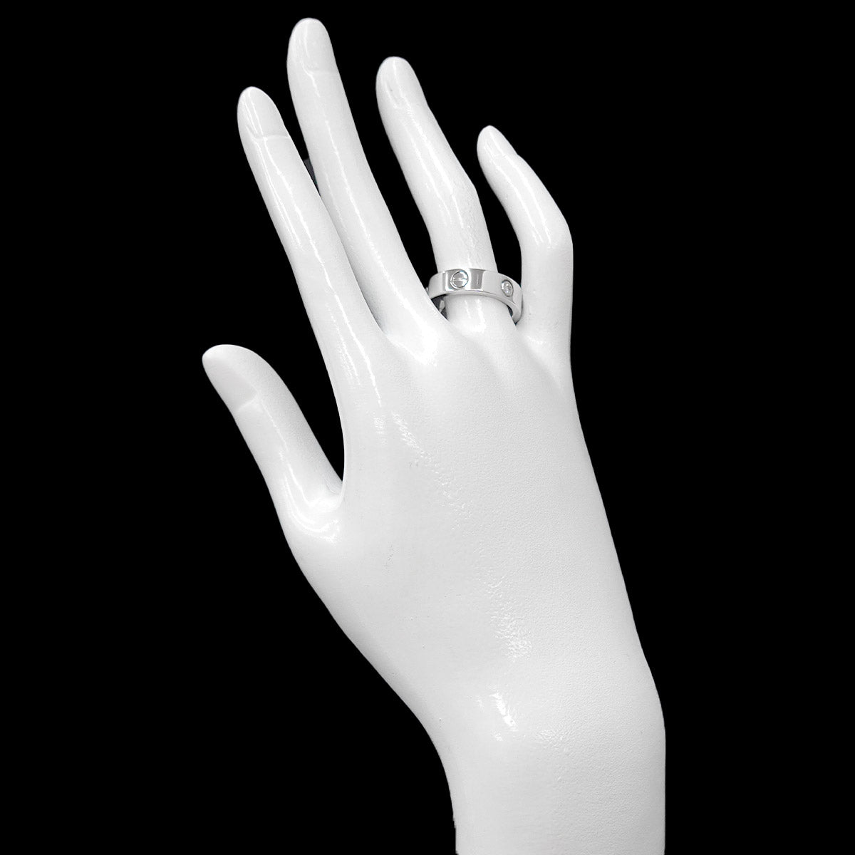 Love Ring Half Diamond 3P 18K White Gold 750 size58 7.75-8(US)