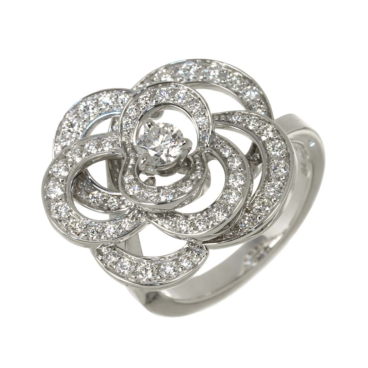 Camellia Diamond Ring 18K White Gold 750 size47 4-4.5(US)