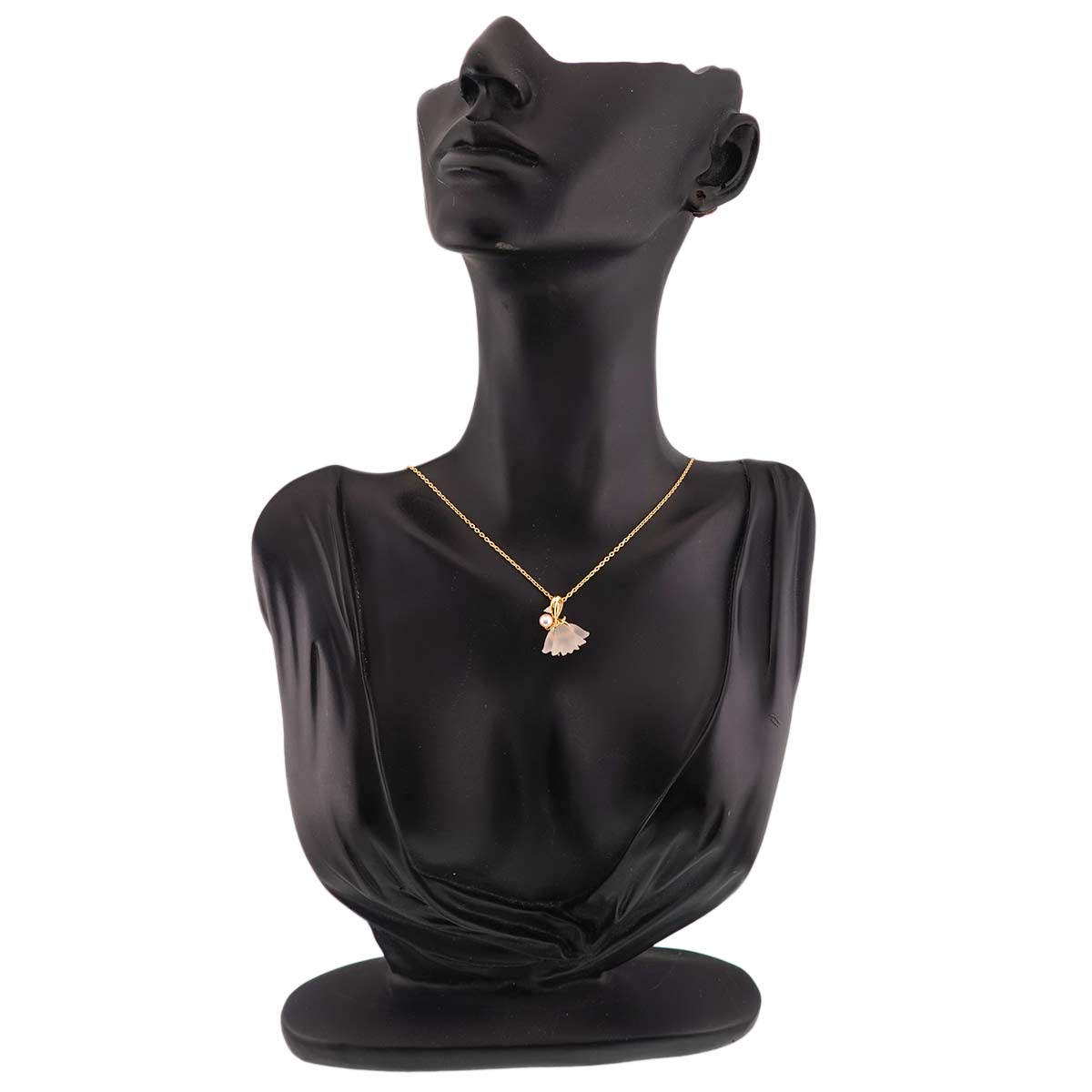 Quartz Baby Pearl Diamond 0.01ct Necklace 18K YG 750