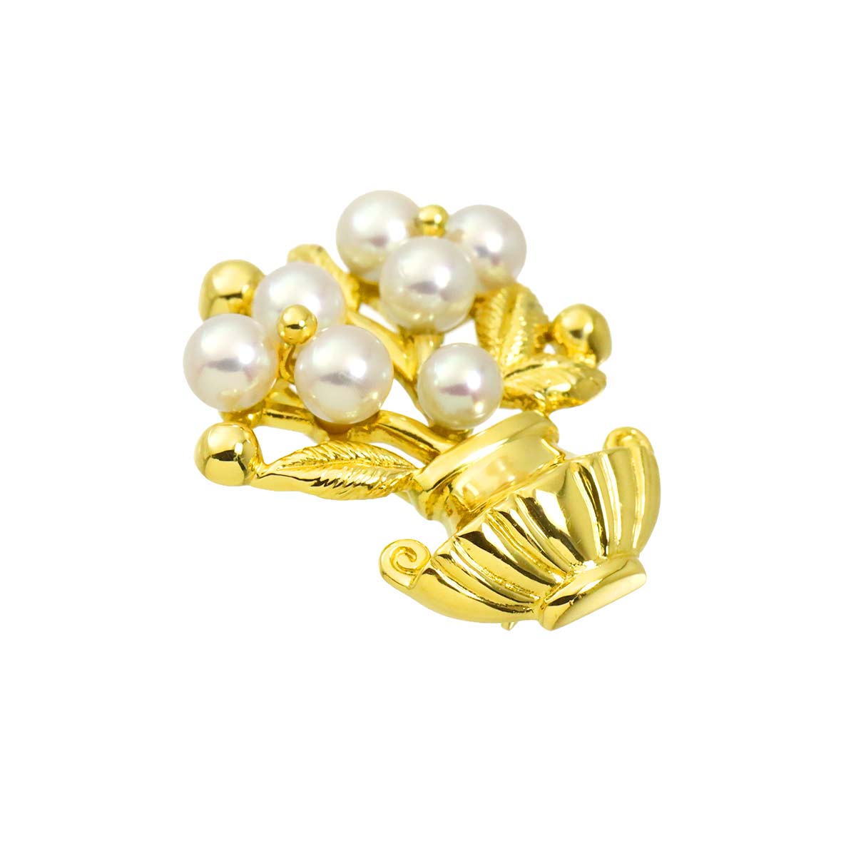 Baby Pearl 4.0-3.6mm Brooch 18K Yellow Gold 750