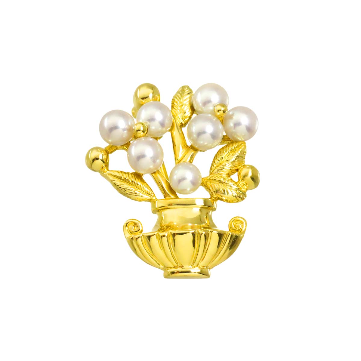 Baby Pearl 4.0-3.6mm Brooch 18K Yellow Gold 750