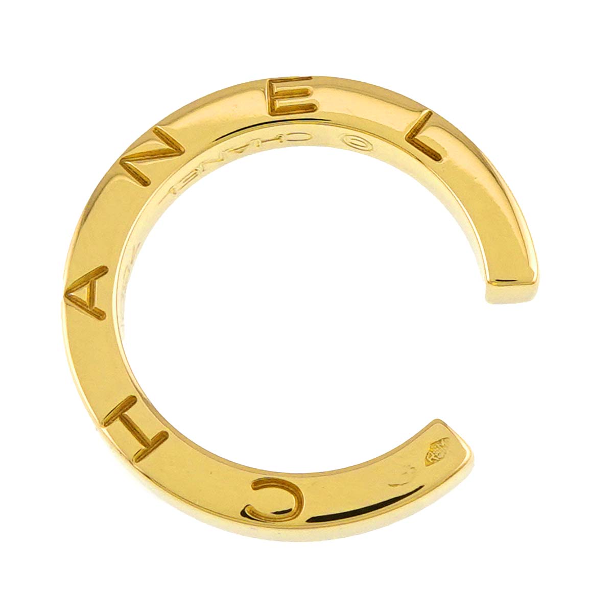 C Signature Ring 18K Yellow Gold 750 Size4.5(US)