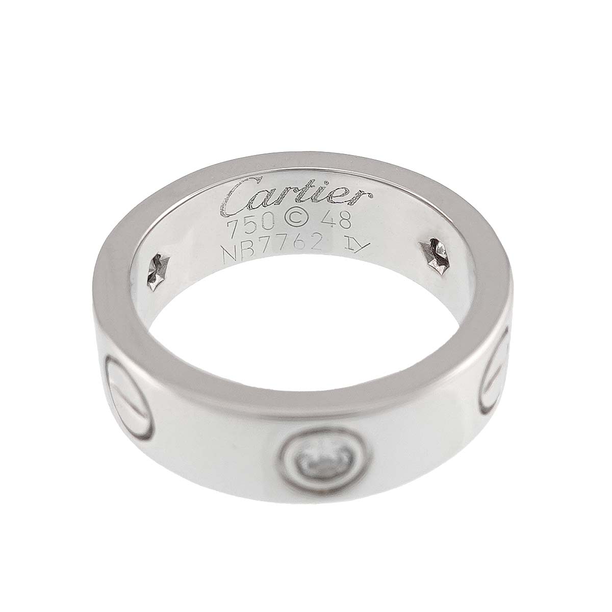 Love Ring Half Diamond 3P 18K White Gold 750 size48 4-4.5(US)