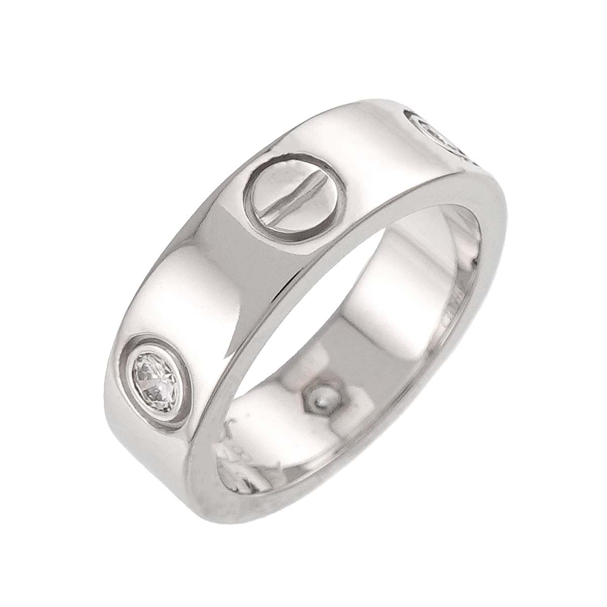 Love Ring Half Diamond 3P 18K White Gold 750 size48 4-4.5(US)