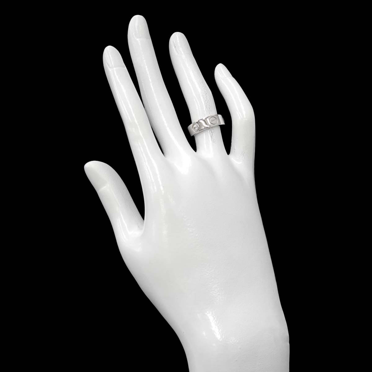 Love Ring Half Diamond 3P 18K White Gold 750 size48 4-4.5(US)