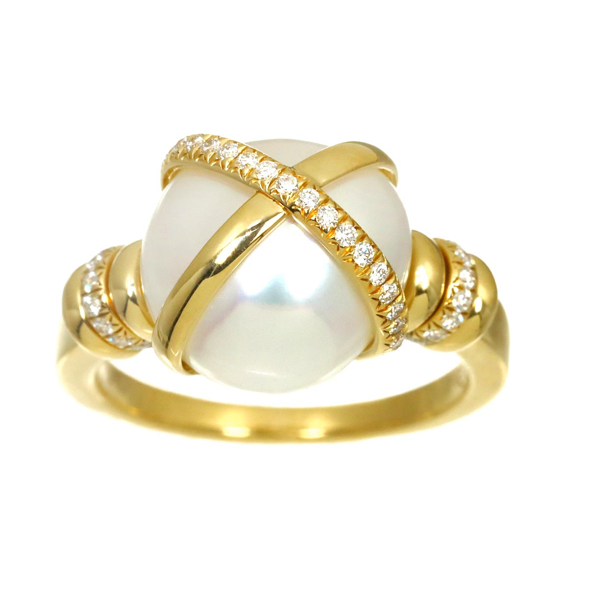 South Sea pearl Diamond Ring 18K YG 750 size51 5.25-5.5(US)