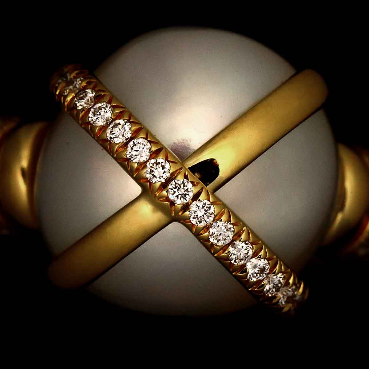 South Sea pearl Diamond Ring 18K YG 750 size51 5.25-5.5(US)