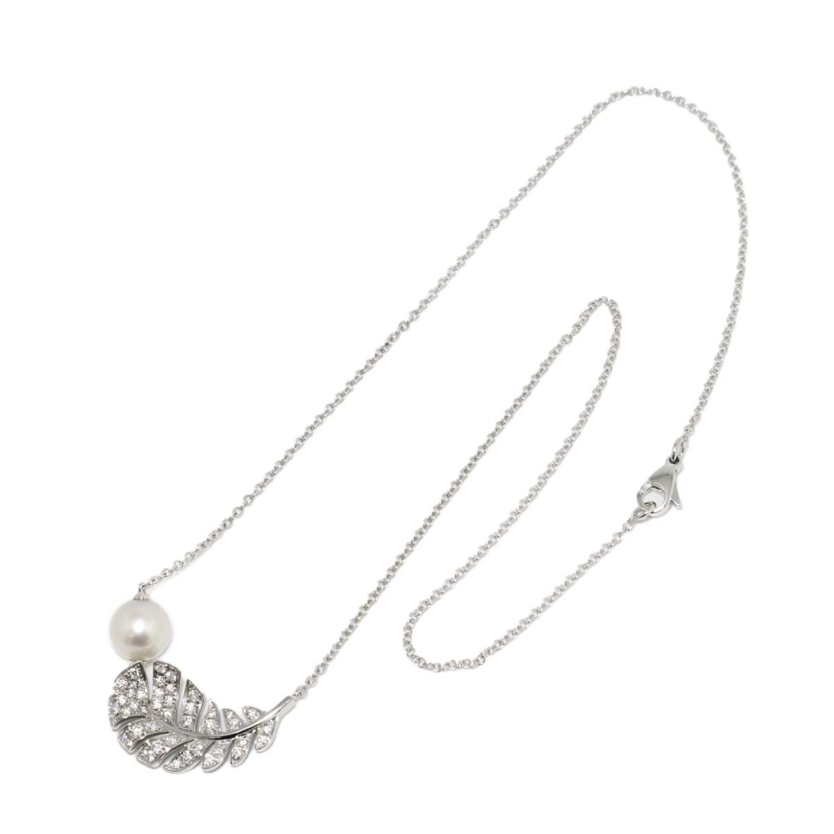 Diamond Akoya Pearl 8.5mm Necklace 18K White Gold 750