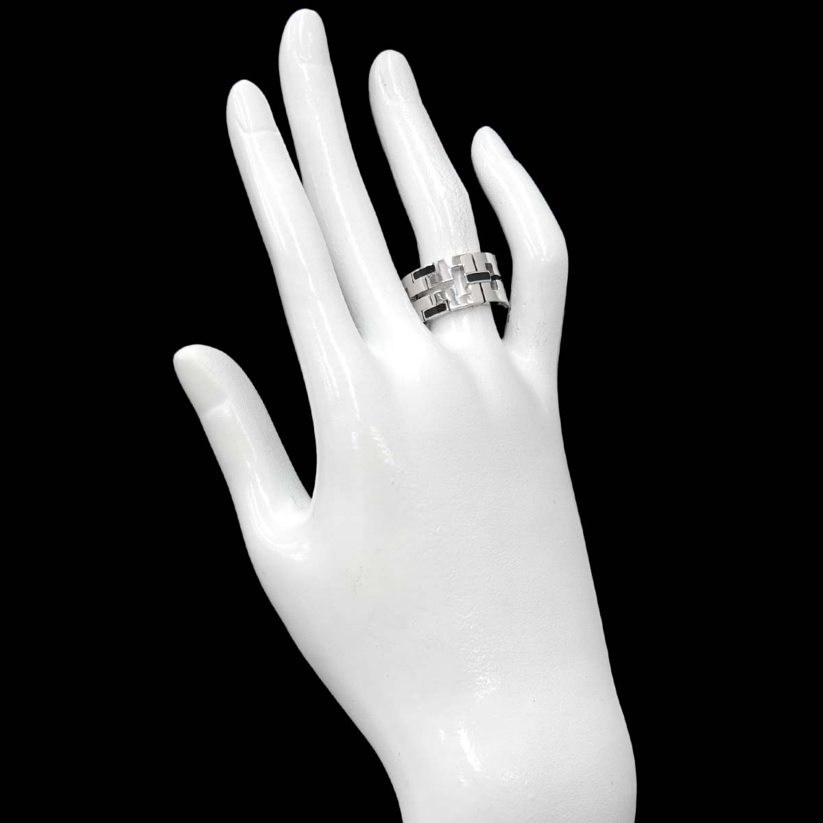 Dragon Padlock Diamond Enamel Ring 18K WG Size52 5.5-5.75(US)