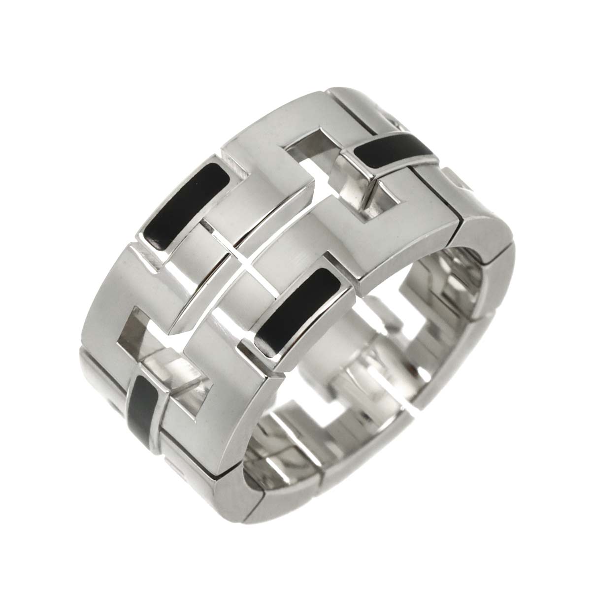 Dragon Padlock Diamond Enamel Ring 18K WG Size52 5.5-5.75(US)