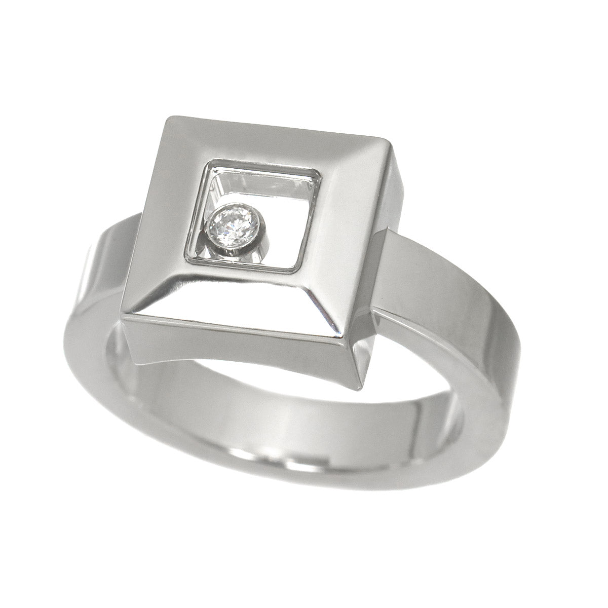 Happy Diamond Square Ring 18K WG 750 Size4.75-5(US)