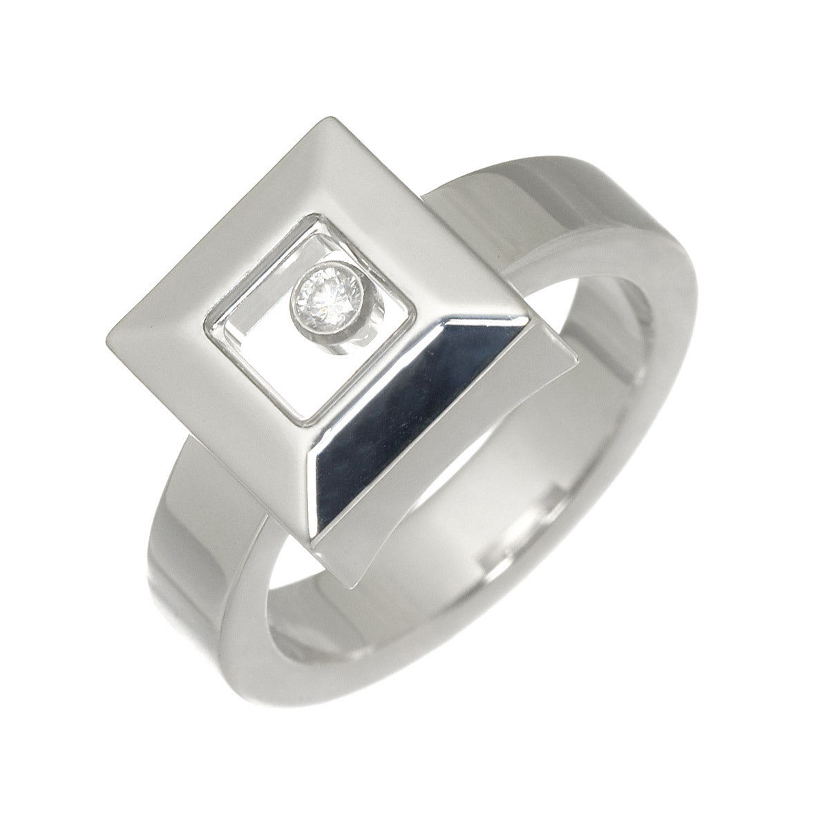 Happy Diamond Square Ring 18K WG 750 Size4.75-5(US)