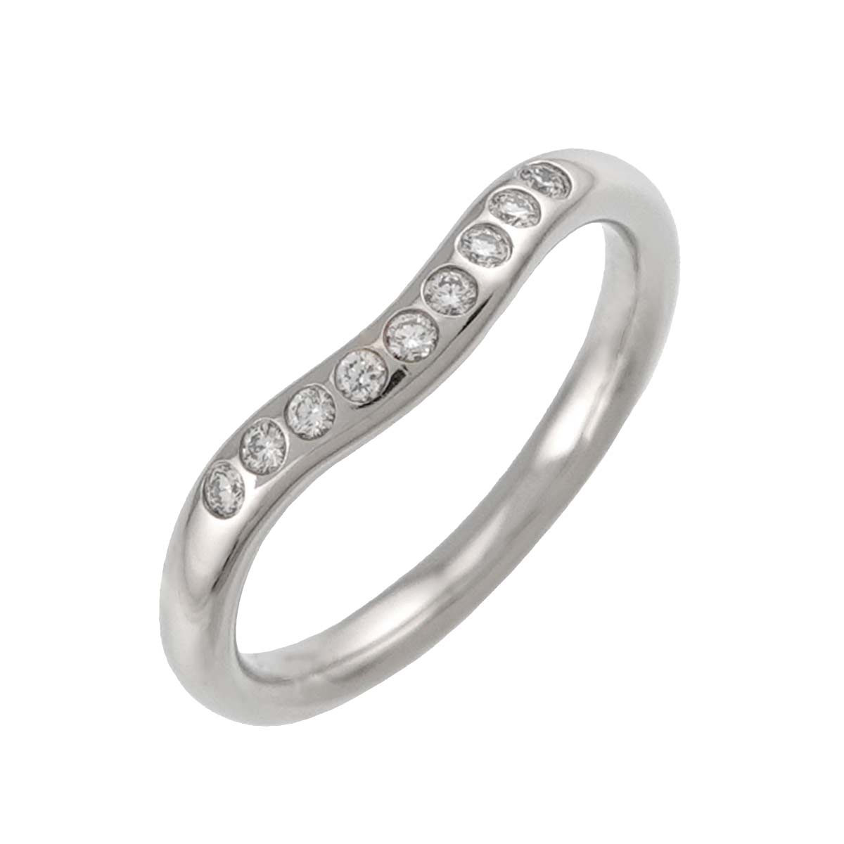 Curved Band Diamond Ring Platinum size3.25(US)
