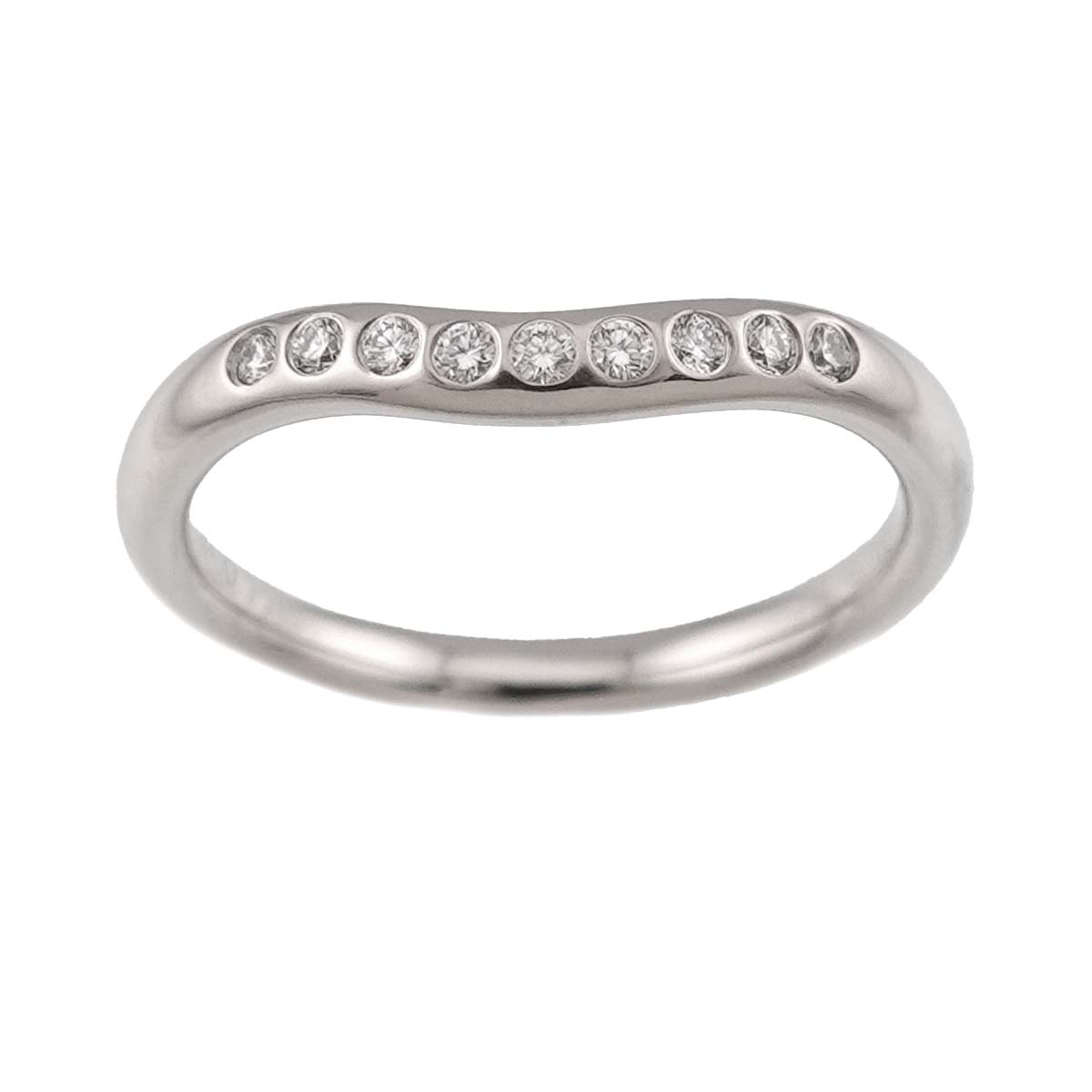Curved Band Diamond Ring Platinum size3.25-3.75(US)