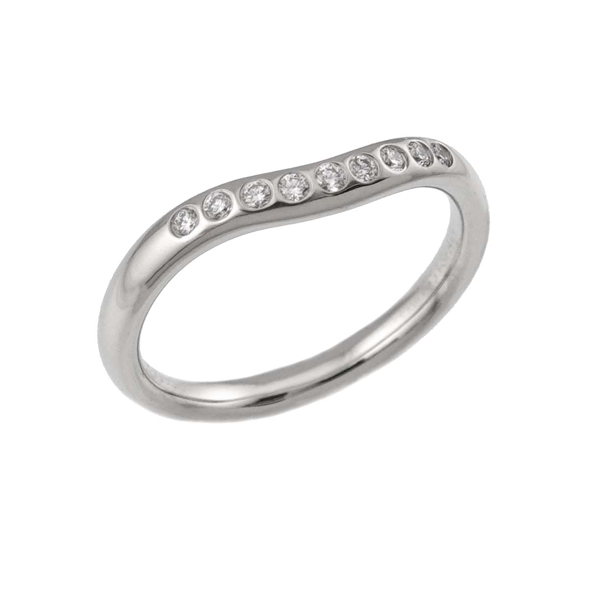 Curved Band Diamond Ring Platinum size3.25-3.75(US)