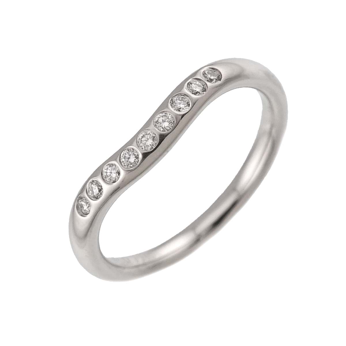 Curved Band Diamond Ring Platinum size3.25-3.75(US)