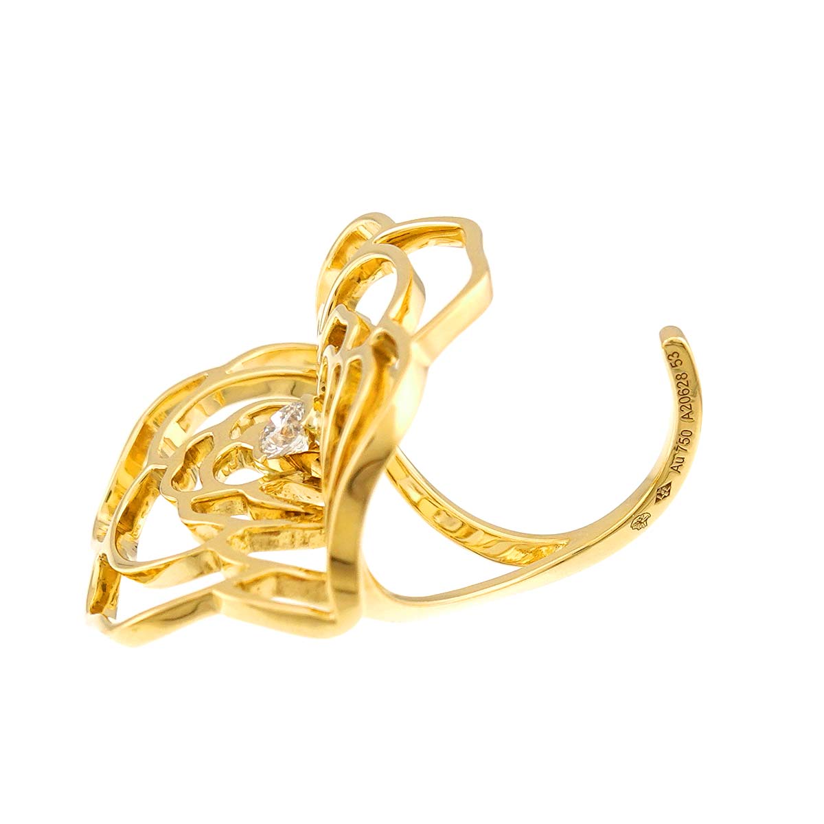 Camellia Diamond Ring 18K Yellow Gold 750 Size53 6.25-6.5(US)