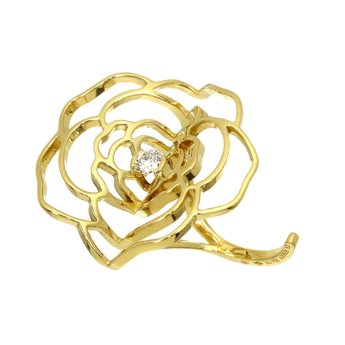 Camellia Diamond Ring 18K Yellow Gold 750 Size53 6.25-6.5(US)