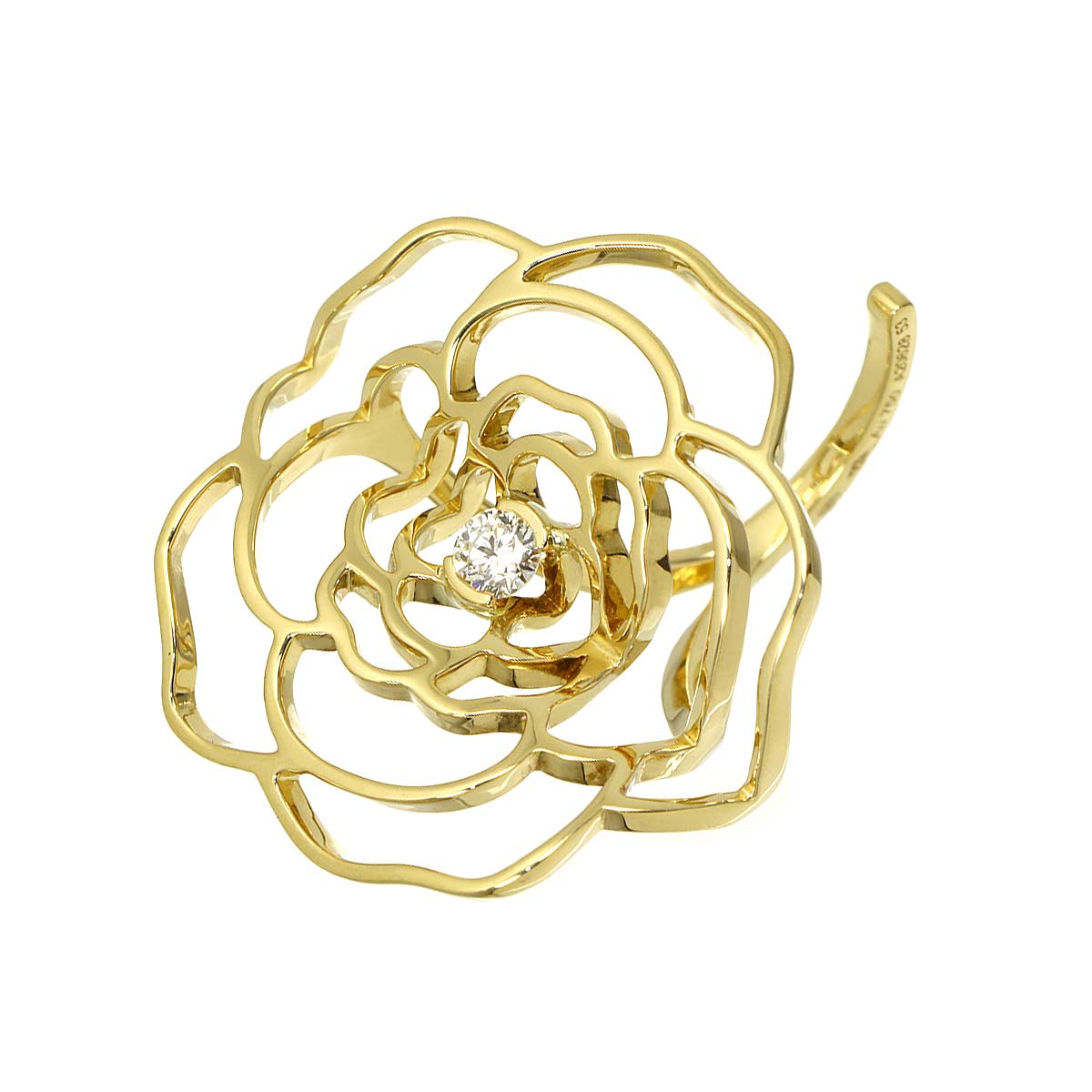 Camellia Diamond Ring 18K Yellow Gold 750 Size53 6.25-6.5(US)