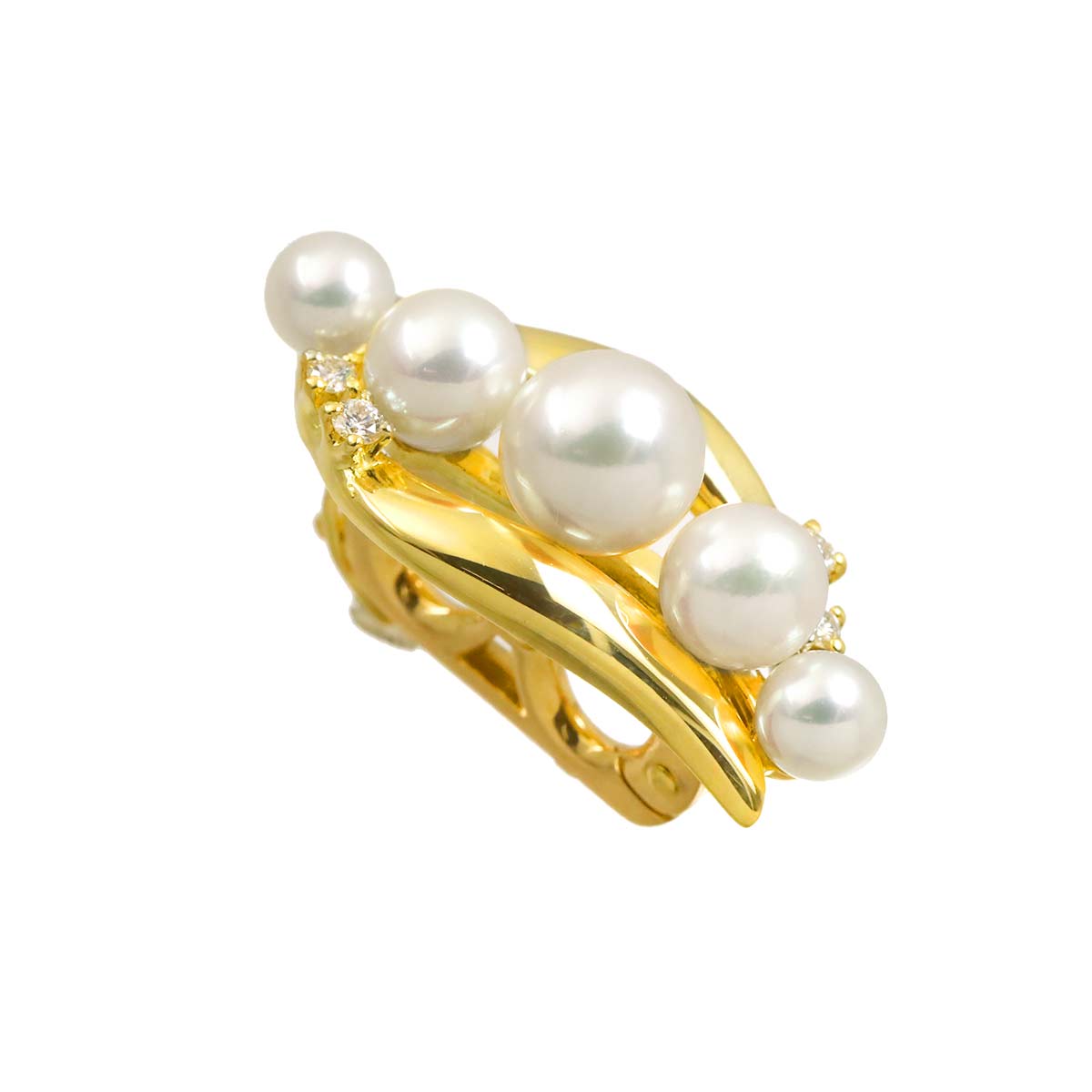 Akoya Pearl 6.4-4.0mm Diamond Pendant Top 18K YG 750
