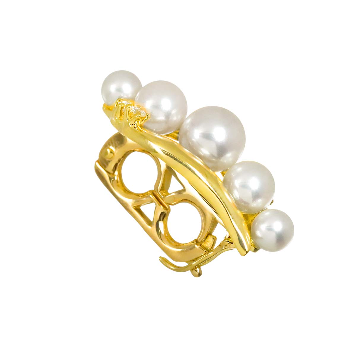 Akoya Pearl 6.4-4.0mm Diamond Pendant Top 18K YG 750