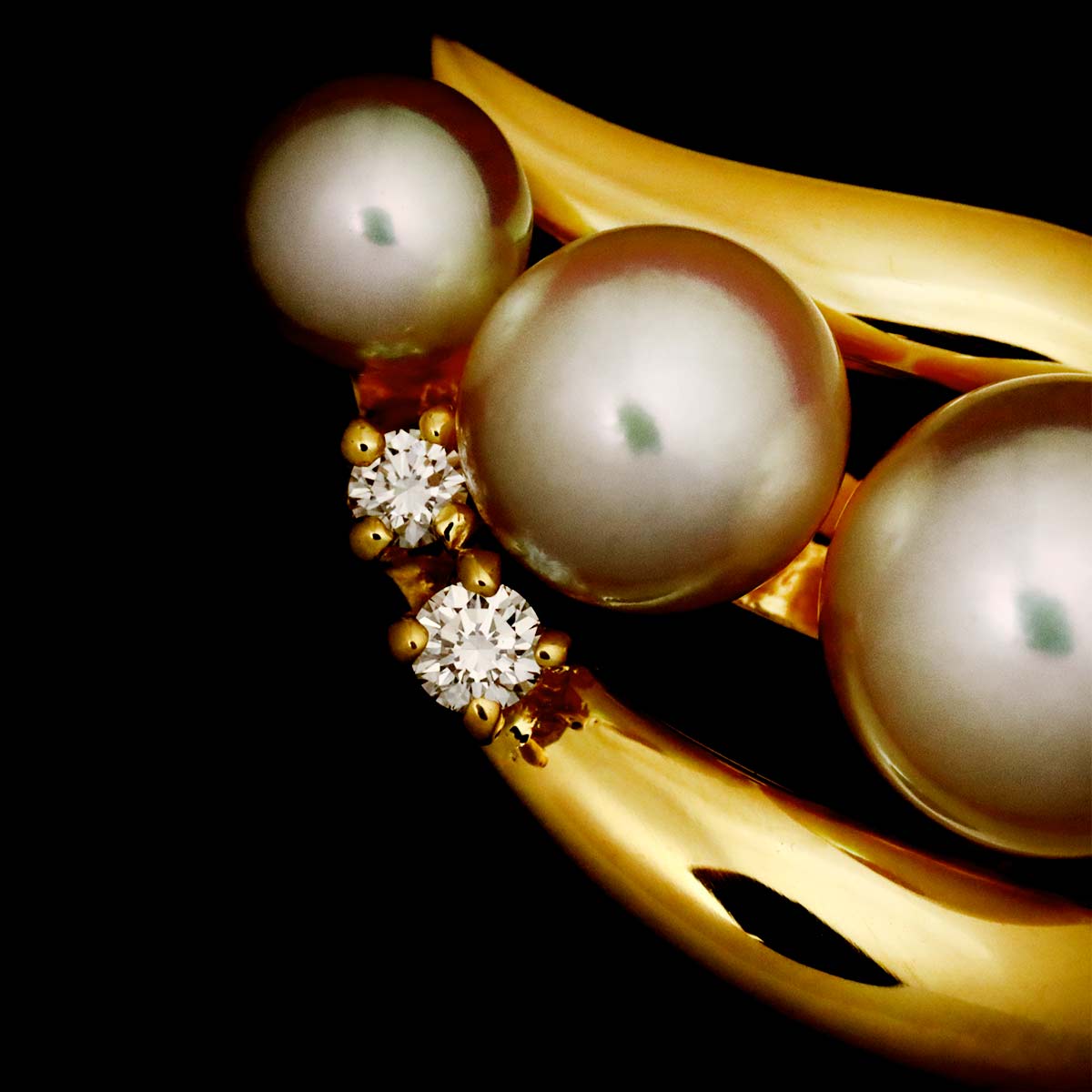Akoya Pearl 6.4-4.0mm Diamond Pendant Top 18K YG 750