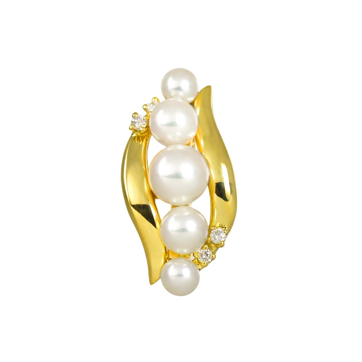 Akoya Pearl 6.4-4.0mm Diamond Pendant Top 18K YG 750