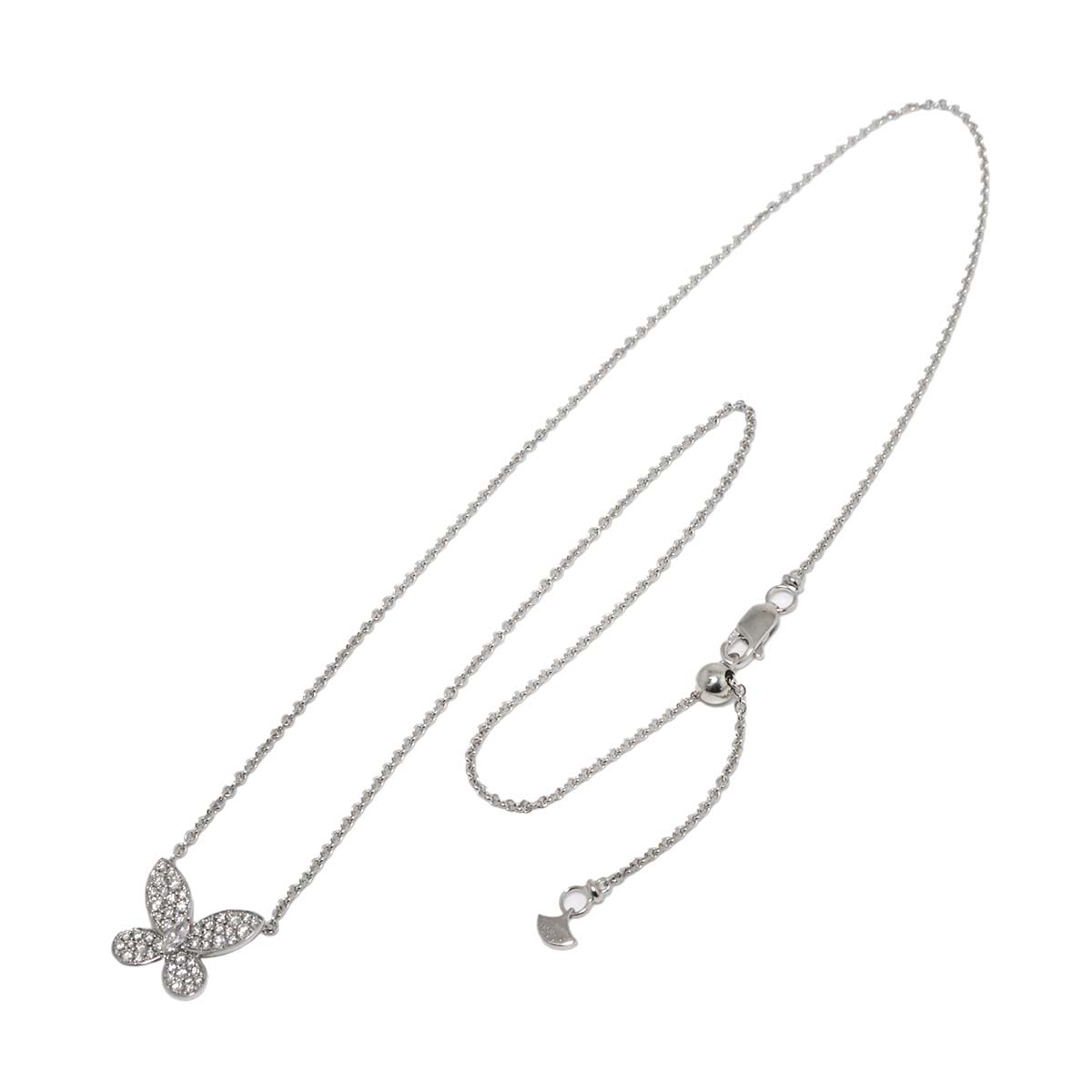 Butterfly Pave Diamond Necklace 18K WG 750