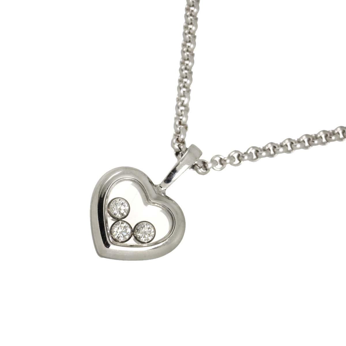 Happy Diamond Heart Necklace 18K White Gold 750