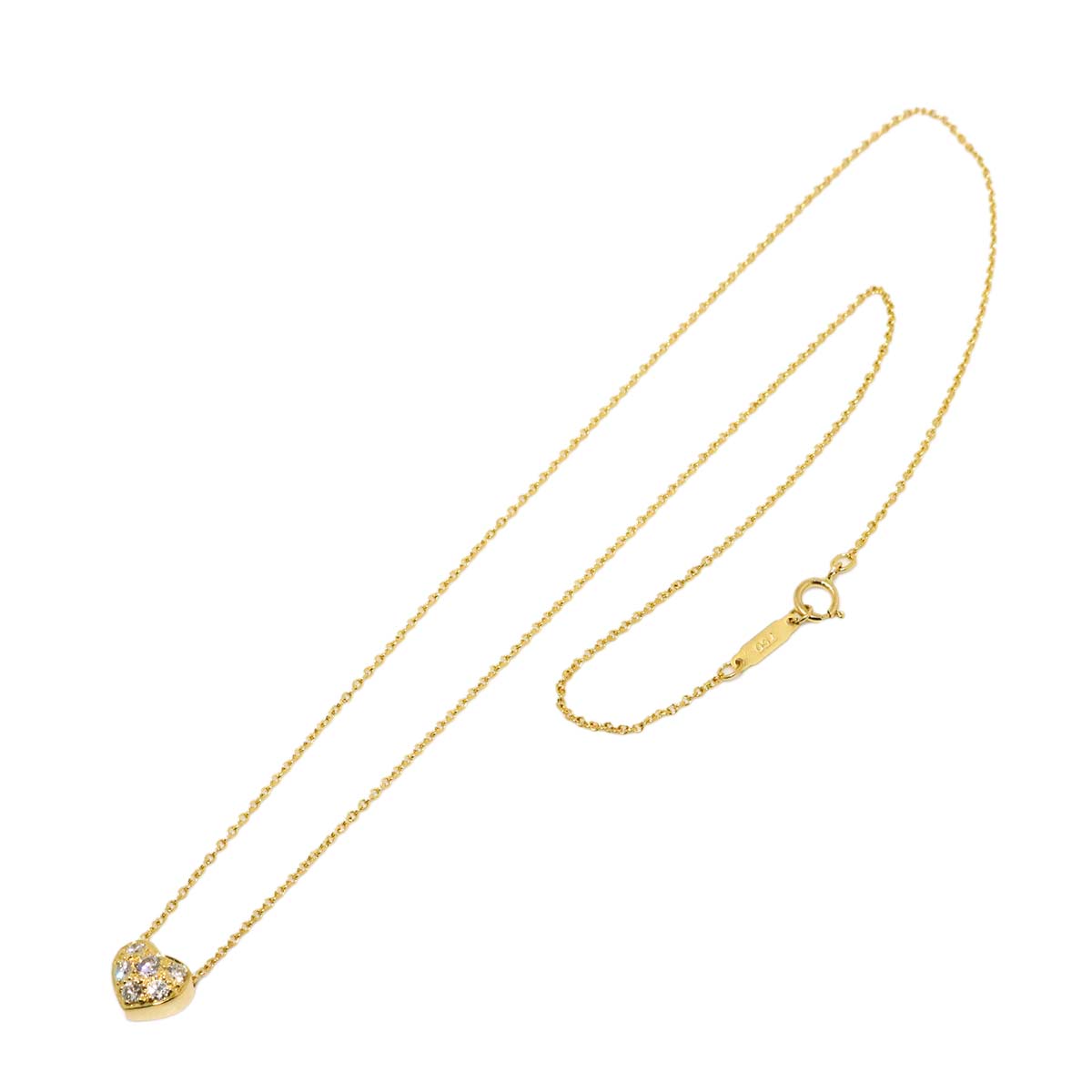 Pave Heart Diamond Necklace 18K Yellow Gold 750