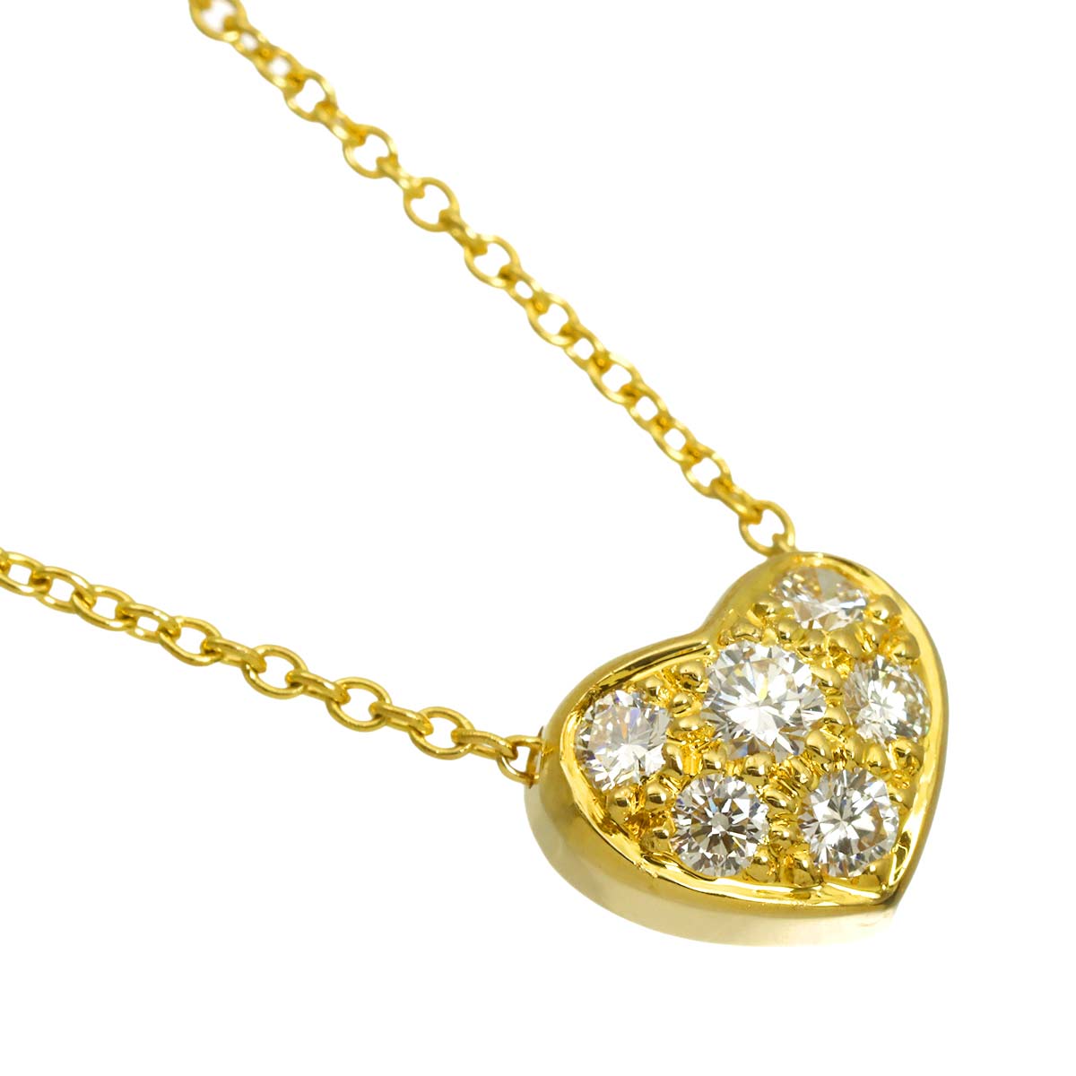 Pave Heart Diamond Necklace 18K Yellow Gold 750