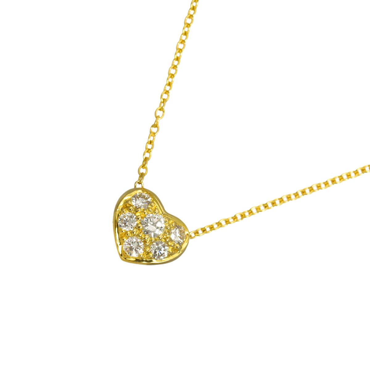 Pave Heart Diamond Necklace 18K Yellow Gold 750