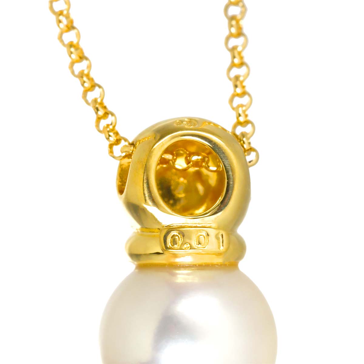 Akoya Pearl 7.3mm Diamond 0.01ct Necklace 18K YG 750