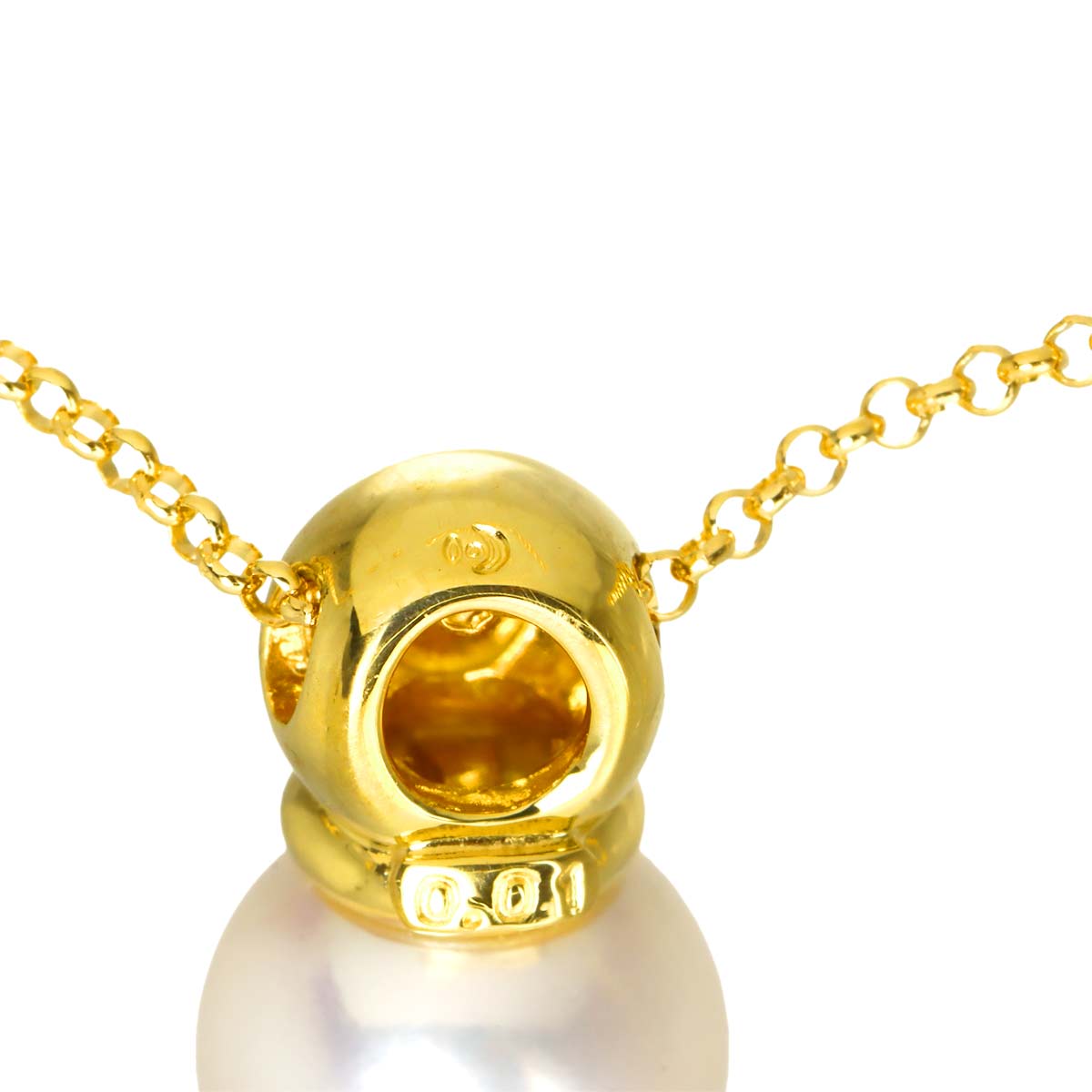 Akoya Pearl 7.3mm Diamond 0.01ct Necklace 18K YG 750