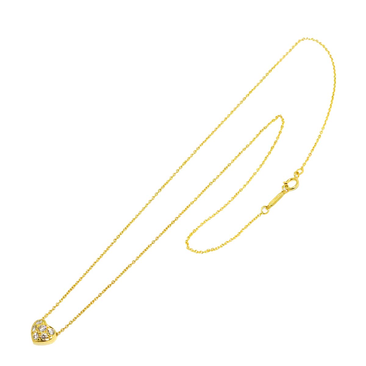 Pave Heart Diamond Necklace 18K Yellow Gold 750