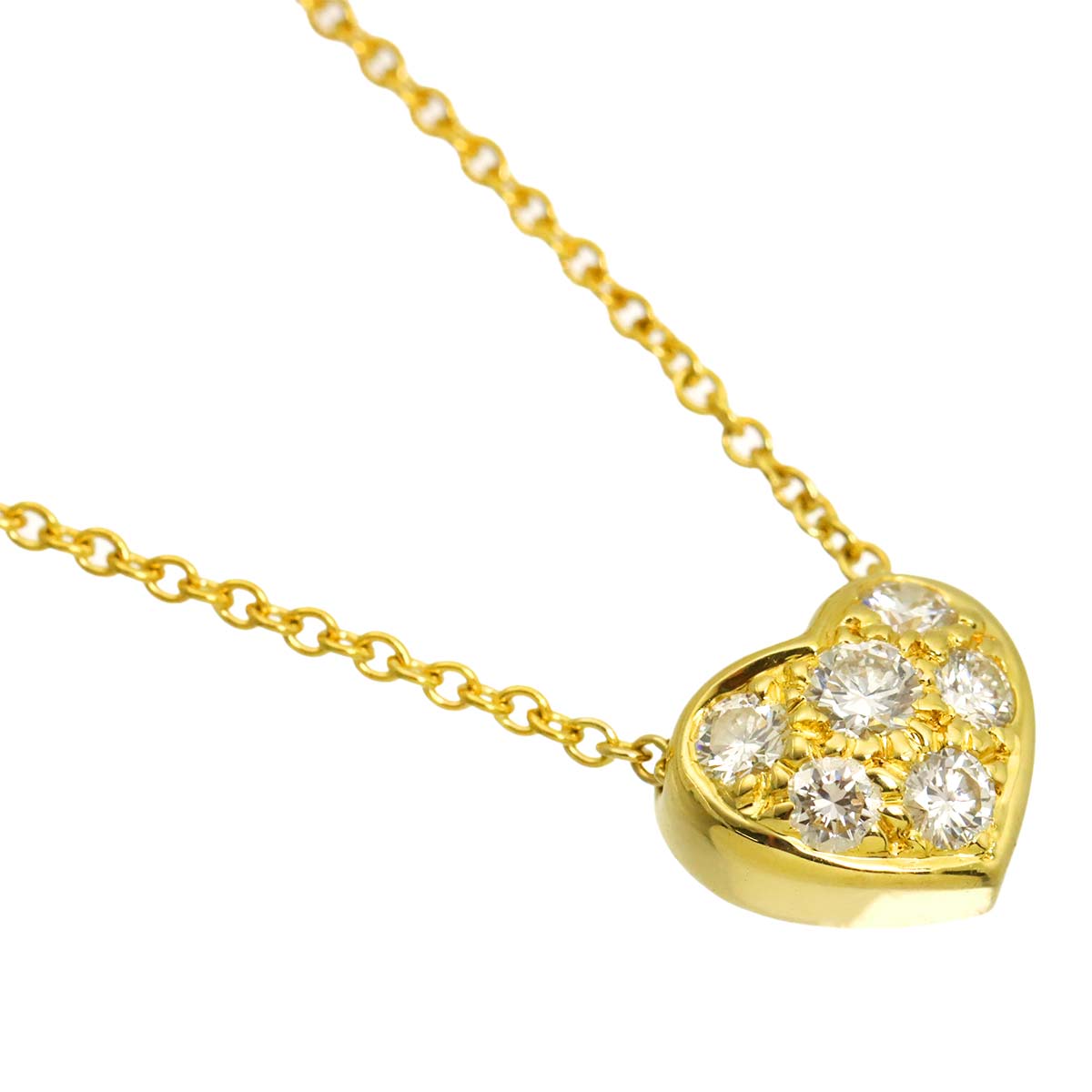 Pave Heart Diamond Necklace 18K Yellow Gold 750