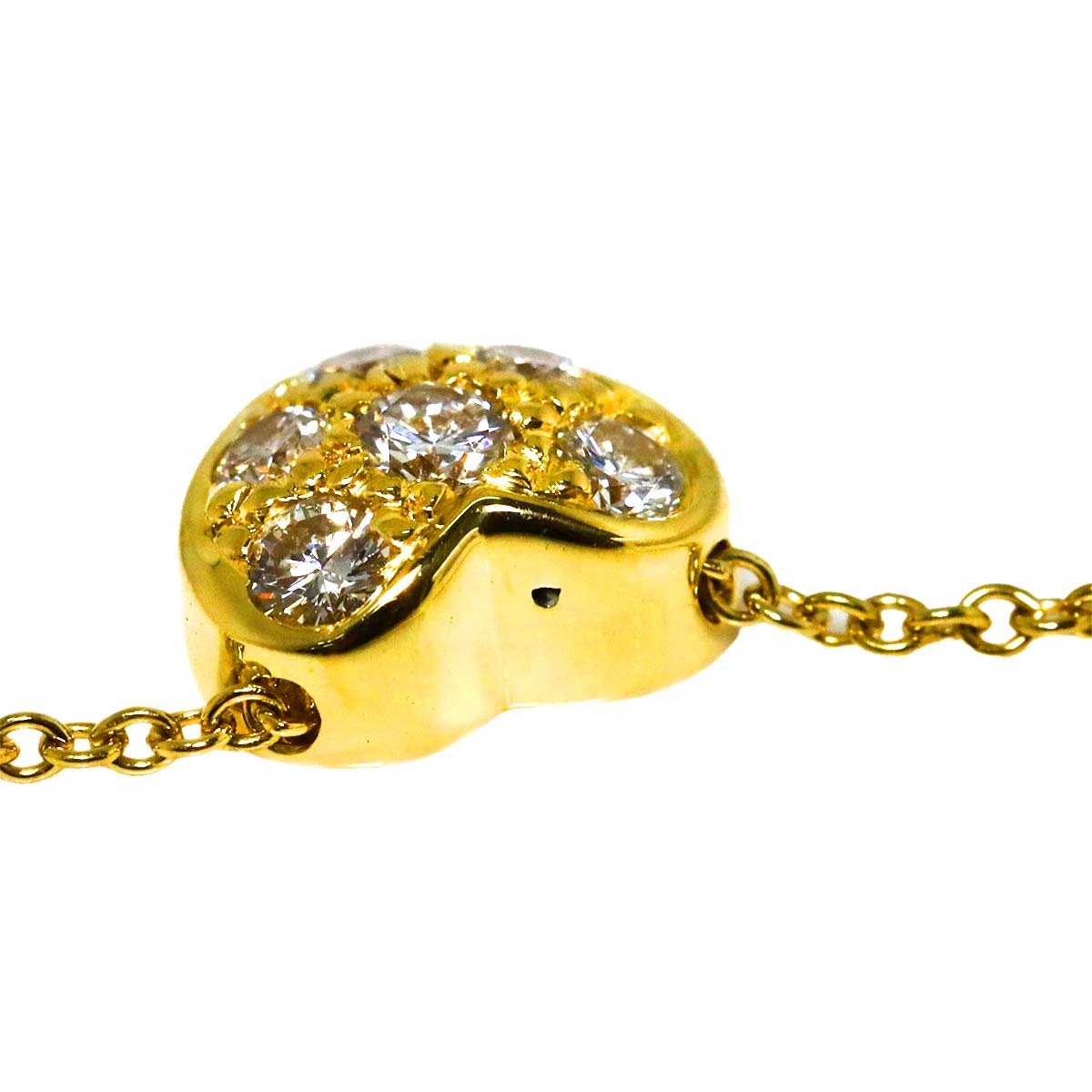 Pave Heart Diamond Necklace 18K Yellow Gold 750