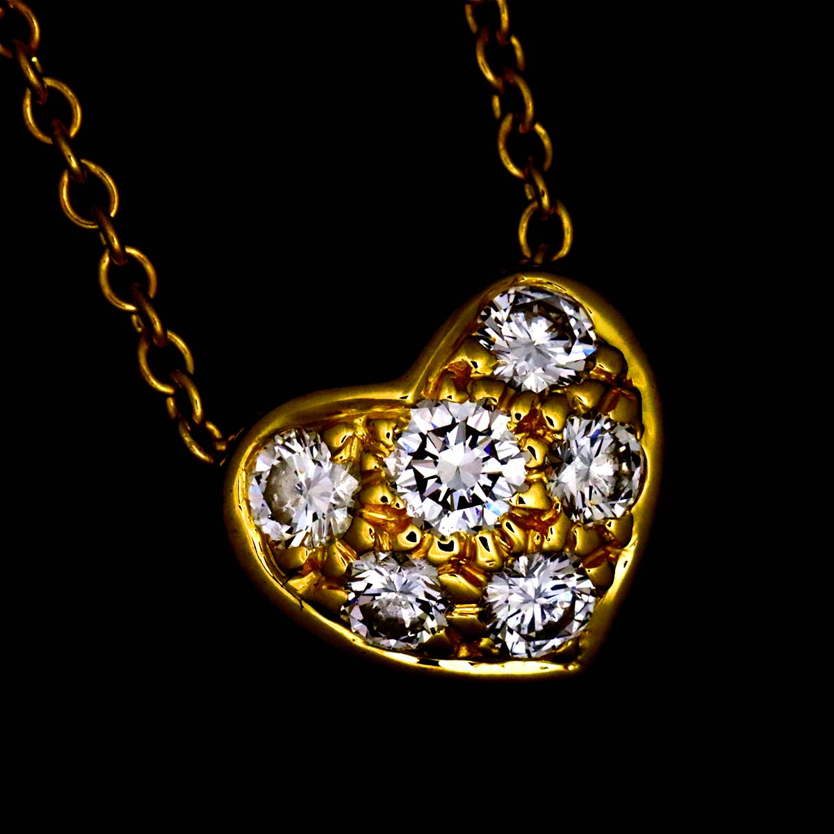 Pave Heart Diamond Necklace 18K Yellow Gold 750