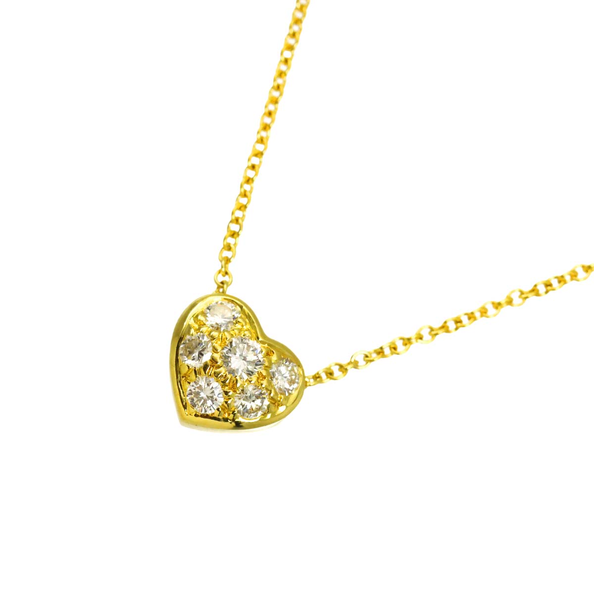 Pave Heart Diamond Necklace 18K Yellow Gold 750