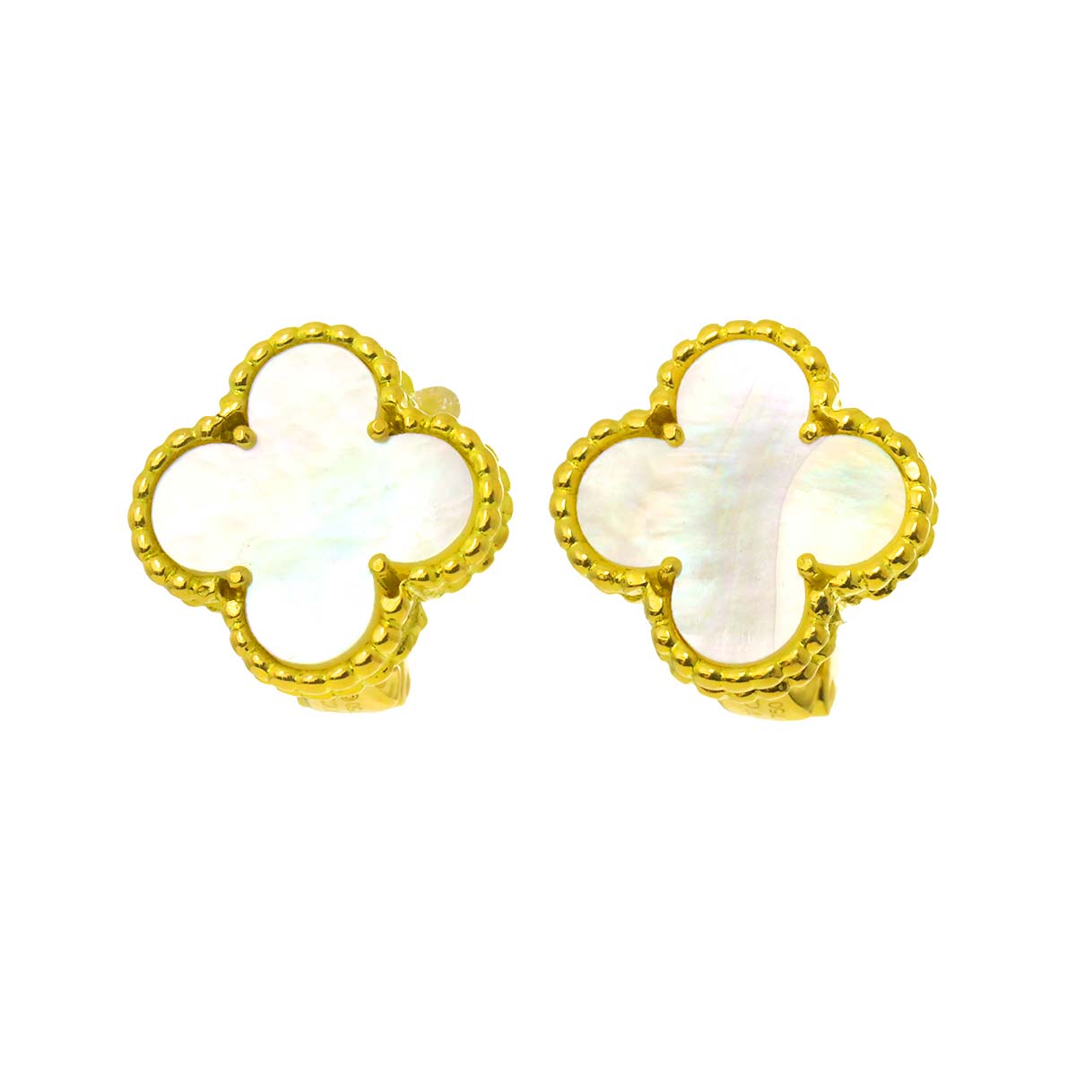 Vintage Alhambra MOP Earrings Pierced 18K YG