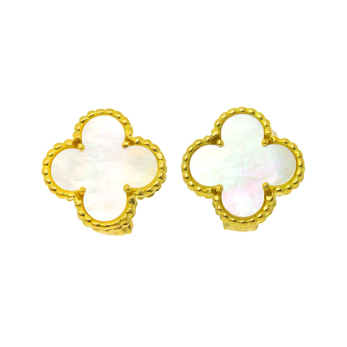 Vintage Alhambra MOP Earrings Pierced 18K YG