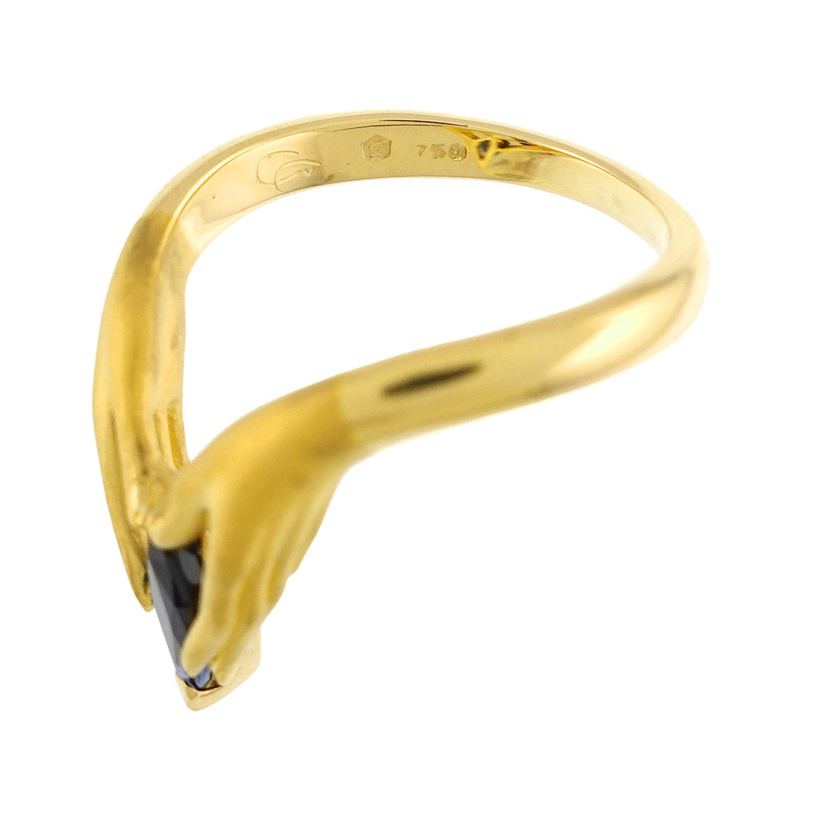 Sapphire Ring K18 YG 750 Size6(US)