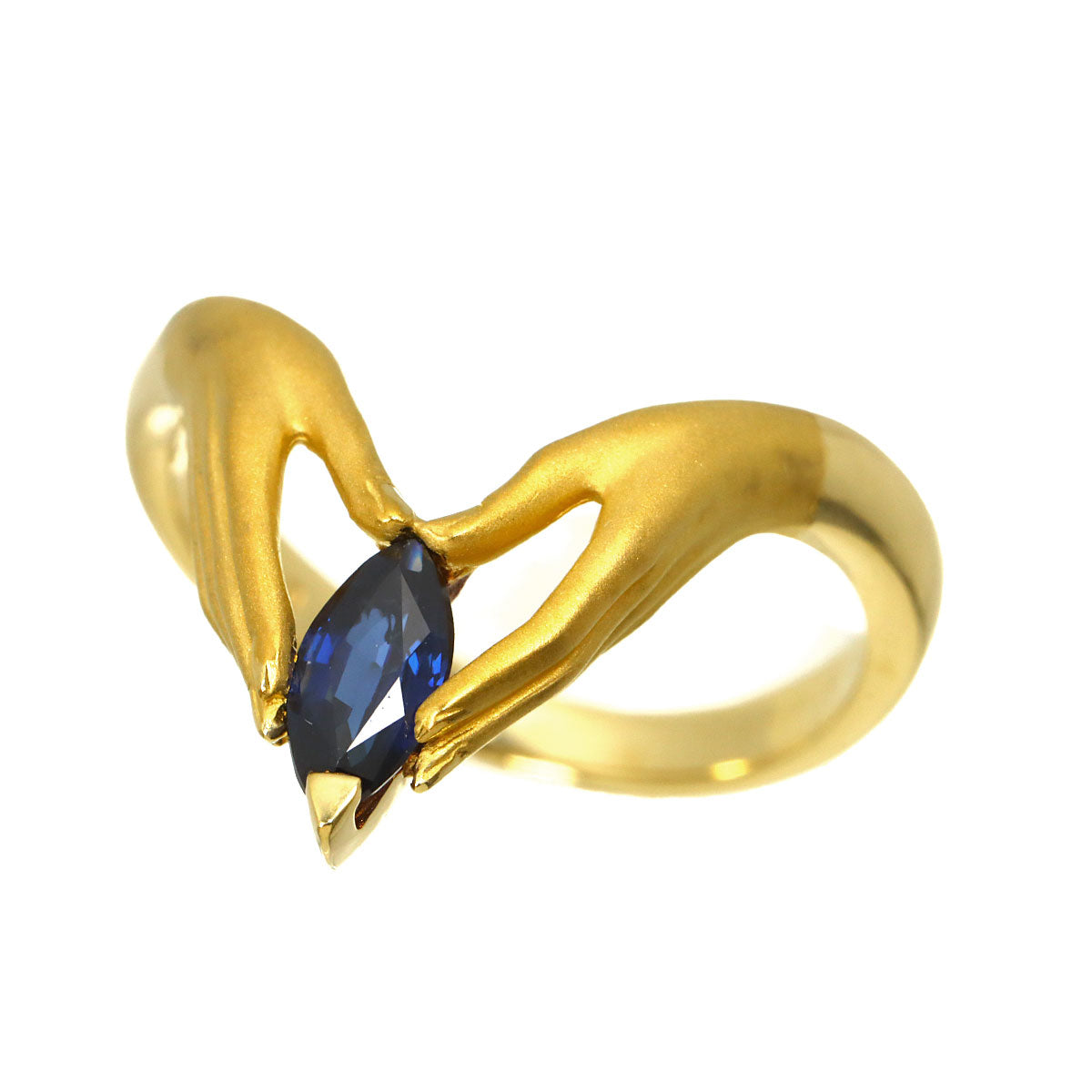 Sapphire Ring K18 YG 750 Size6(US)